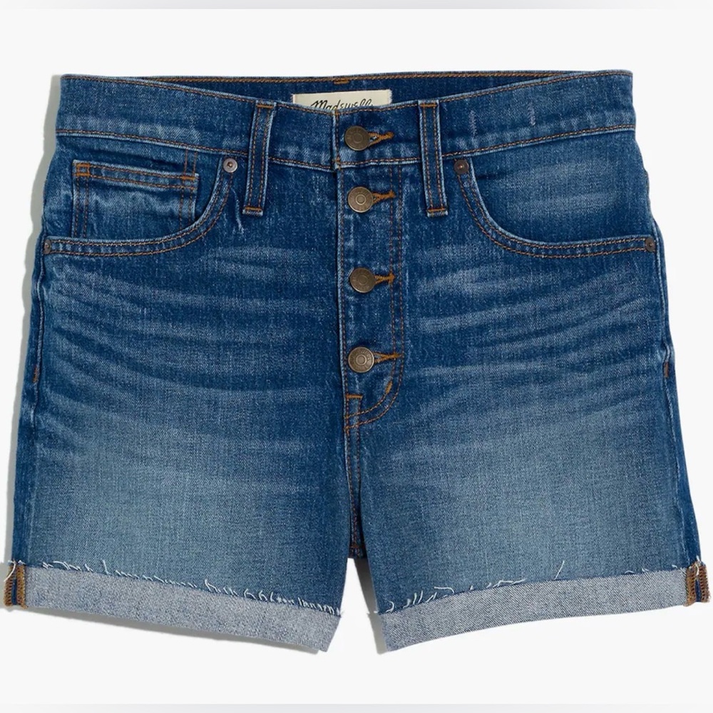 Madewell 10" Skinny High Riser Denim Shorts Button Front - Picture 3 of 13